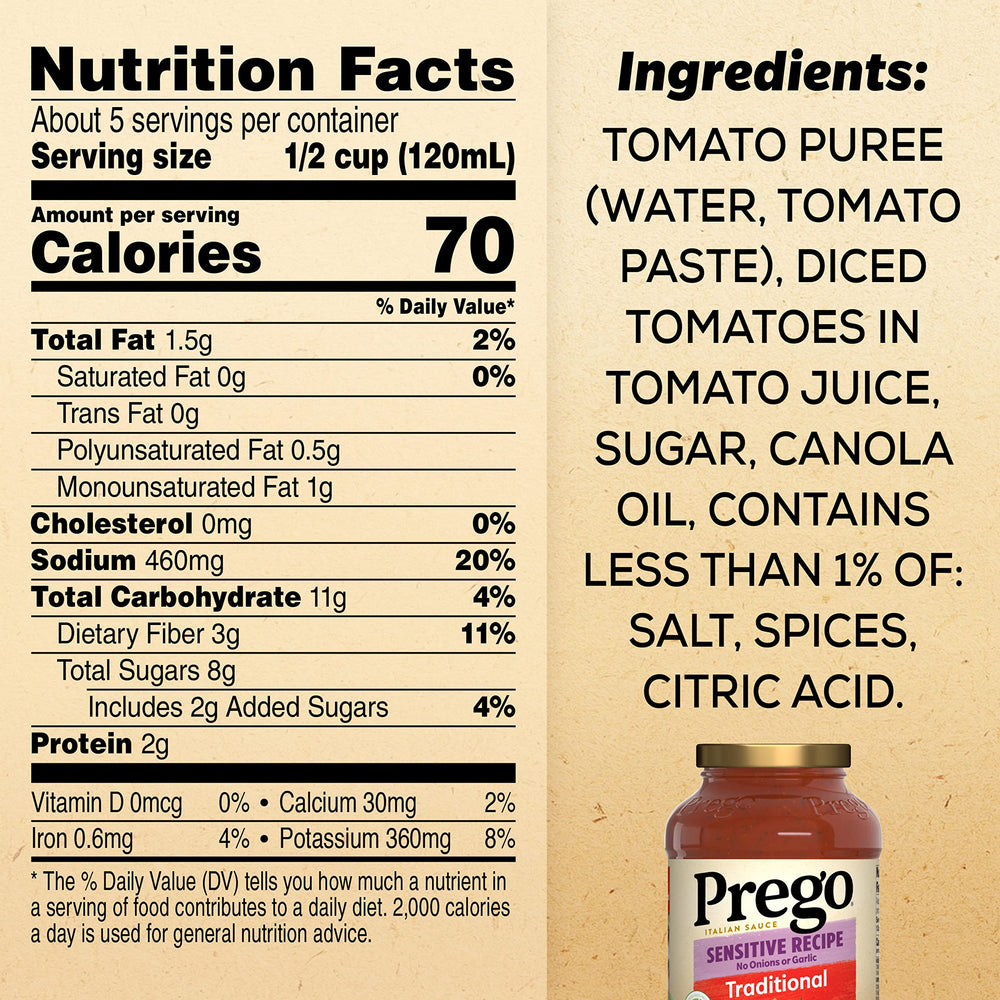 Prego jar collection highlighting gluten-free, vegan sauce for sensitive diets