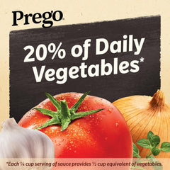 Vegan and gluten-free Prego sauce label on jar.