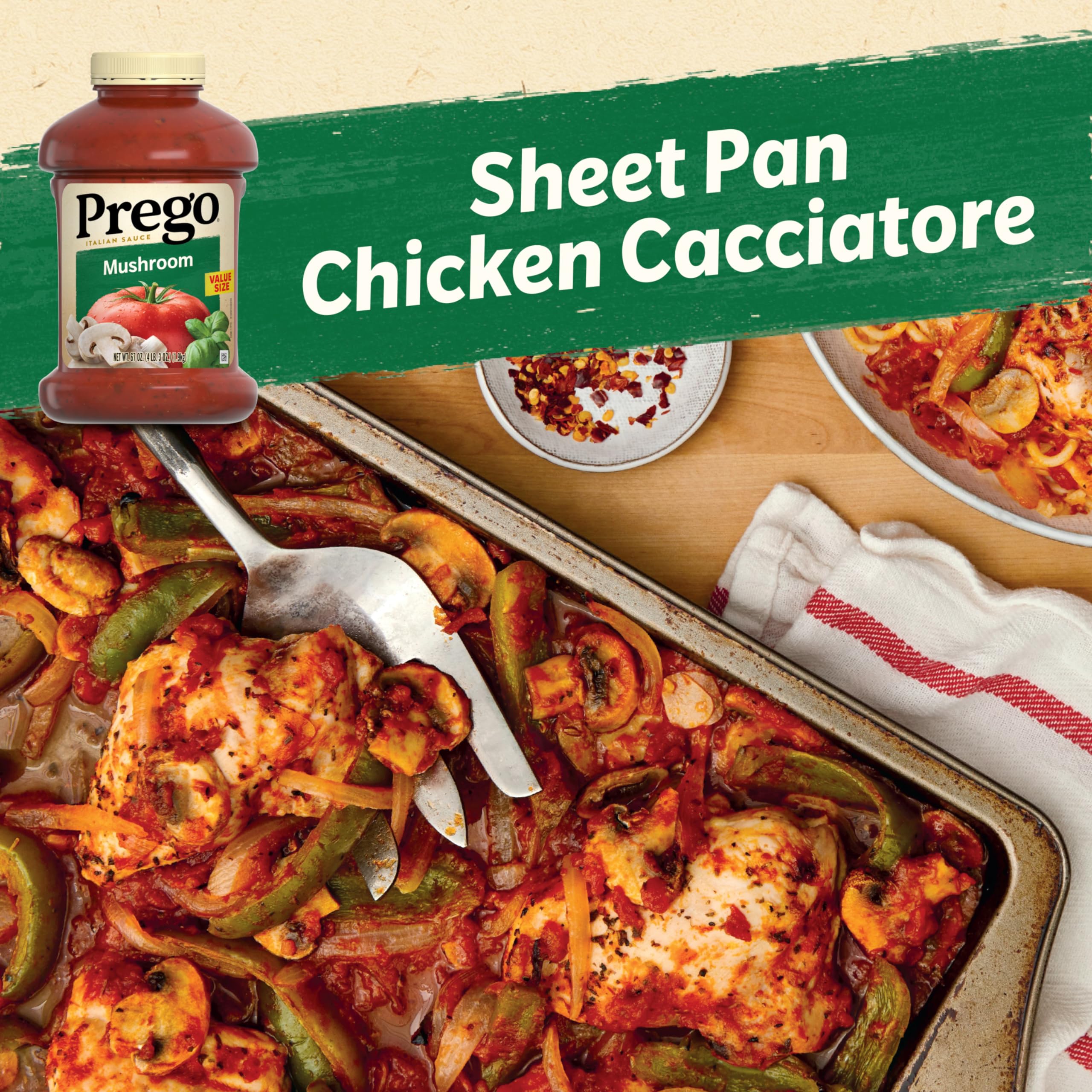 Prego vegan and gluten-free sauce without artificial colors for versatile recipes.