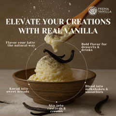PREMA Vanilla Madagascar extraction-ready bean image highlighting natural oils.