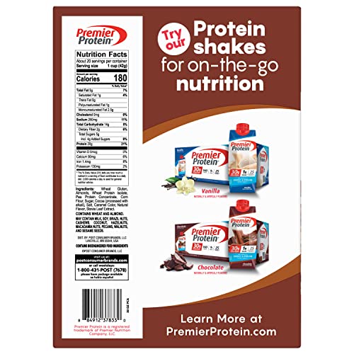 Premier Protein Chocolate Almond Cereal with sliced almonds for satisfying crunch.