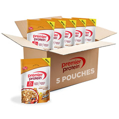 Premier Protein Honey Almond Granola five-pack bags ready for on-the-go snacking.