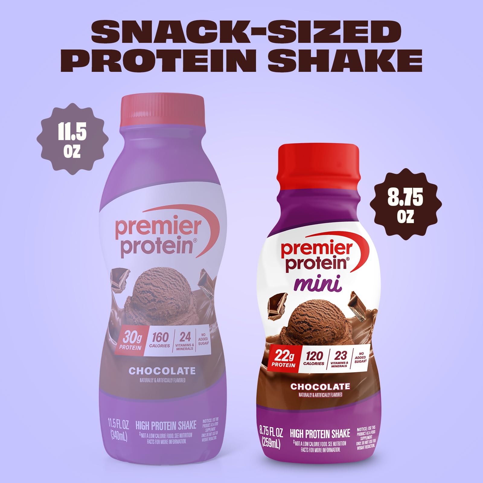 Premier Protein Minis packaging varies for convenient storage