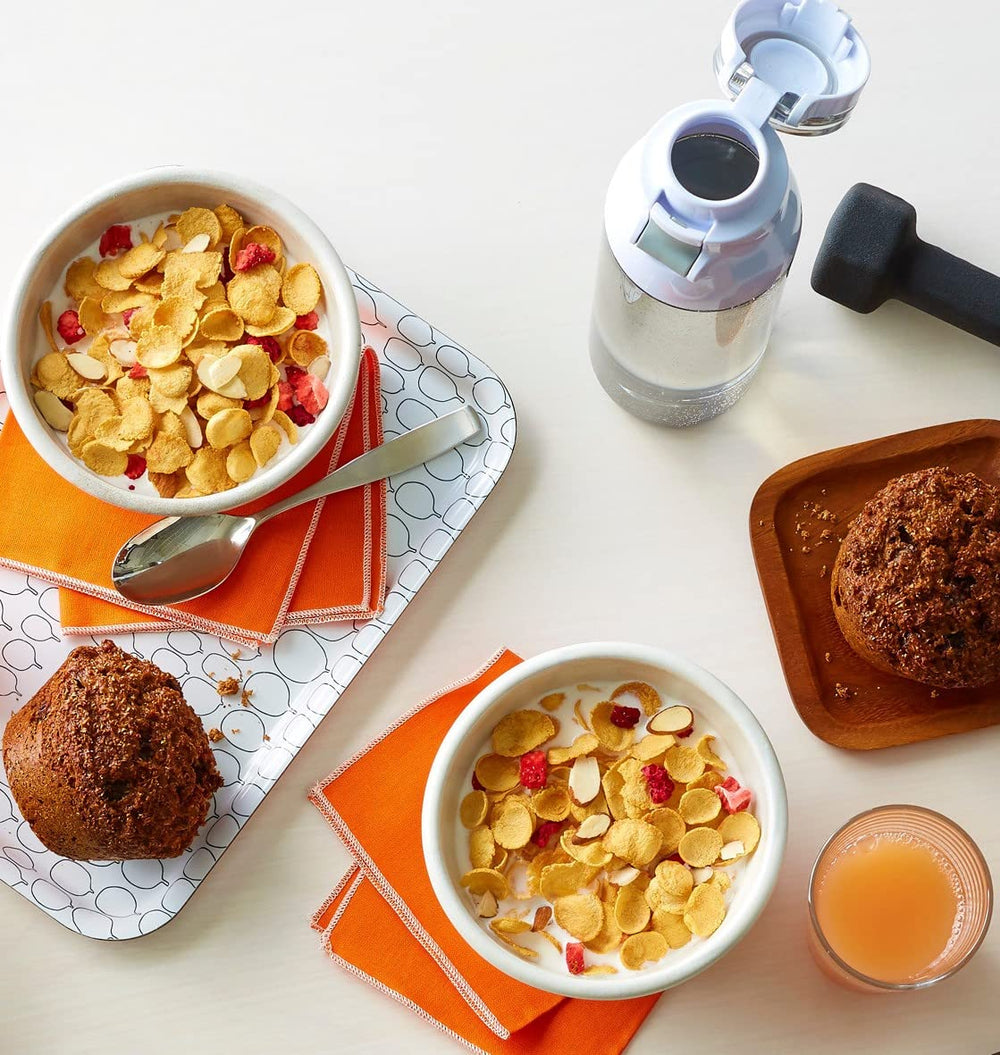 Premier Protein cereal packaging and 30-ounce container for family breakfasts.