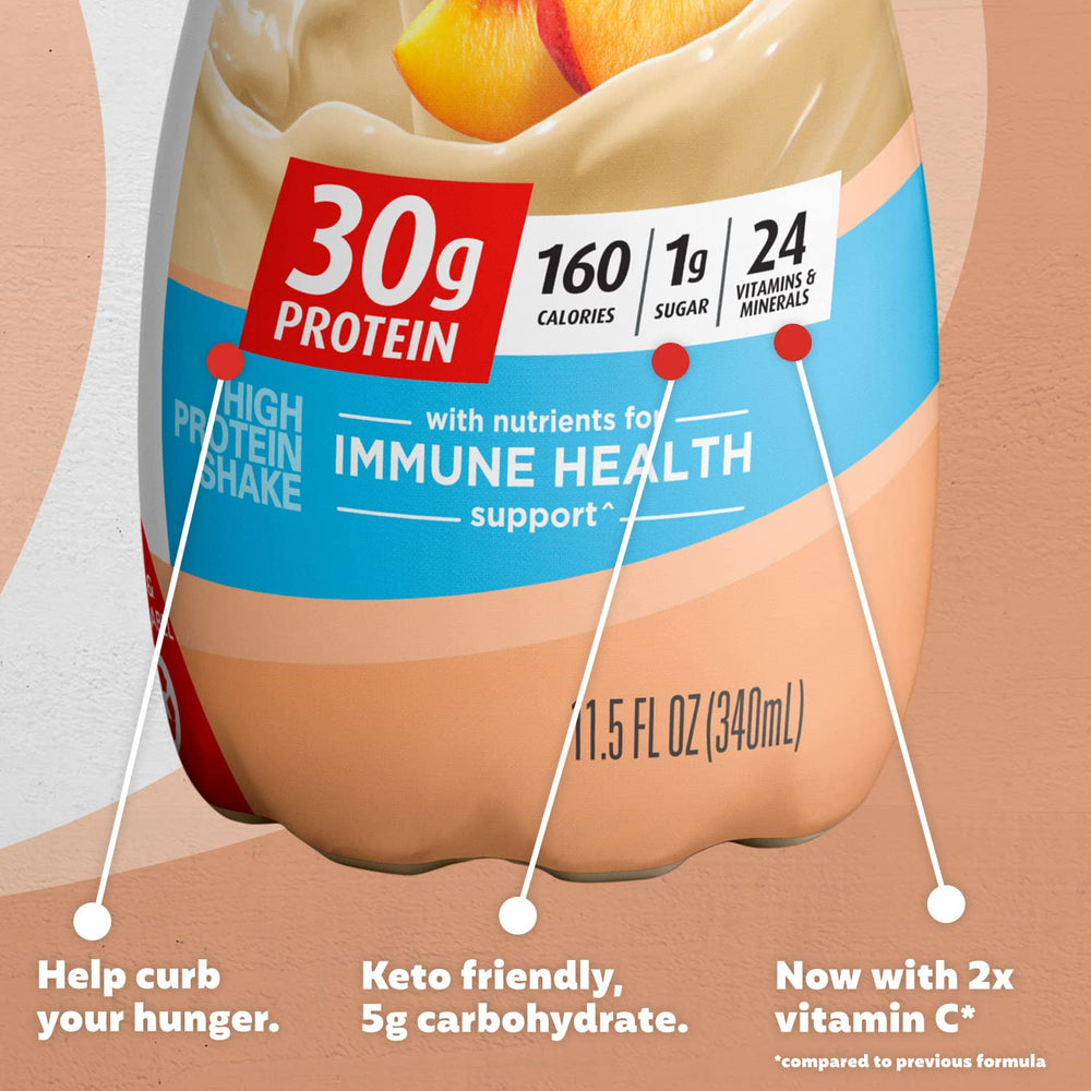 Premier Protein Peaches and Cream smoothie bowl ingredient shot for healthy snack