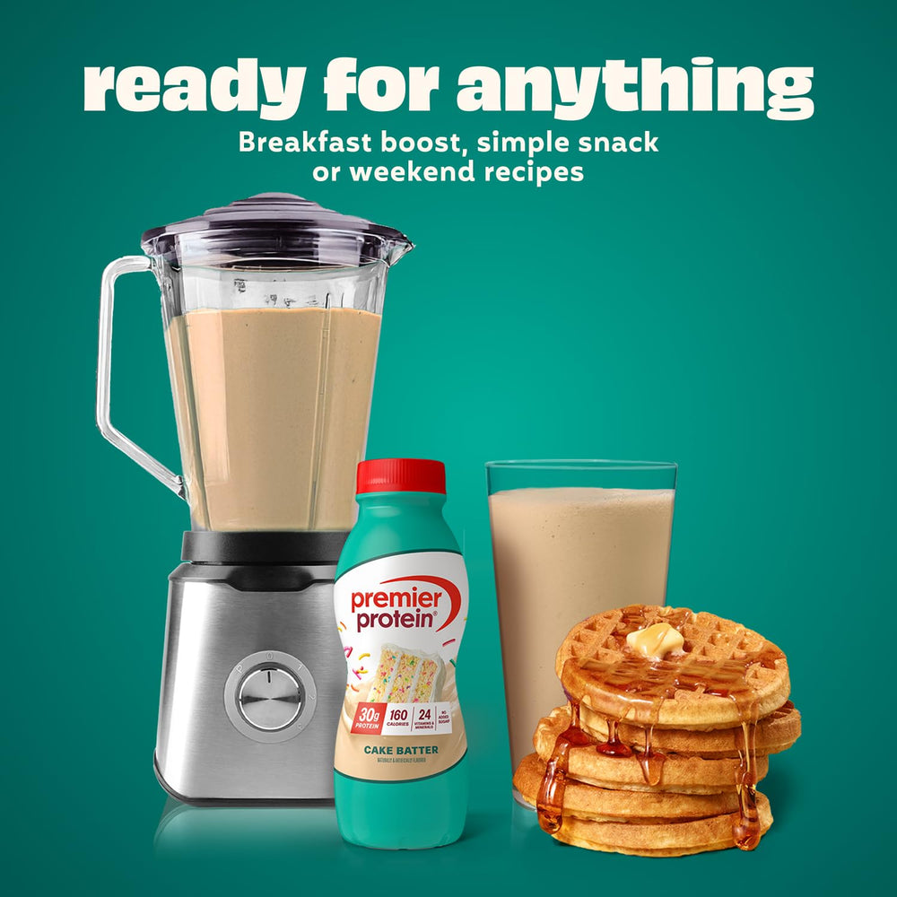 Premier Protein Shake Cake Batter used as proffee base for morning caffeine boost