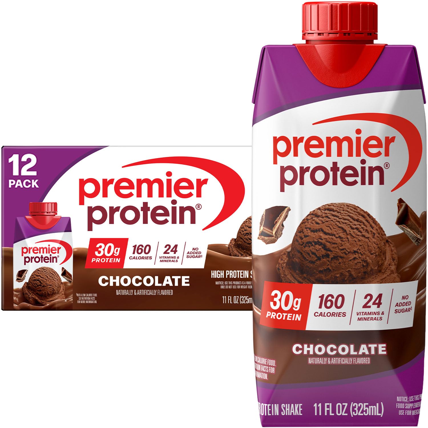 Premier Protein Chocolate Shake bottle for a quick high-protein snack.