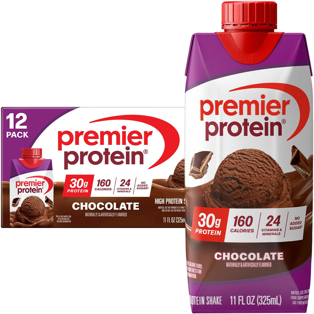 Premier Protein Chocolate Shake bottle for a quick high-protein snack.