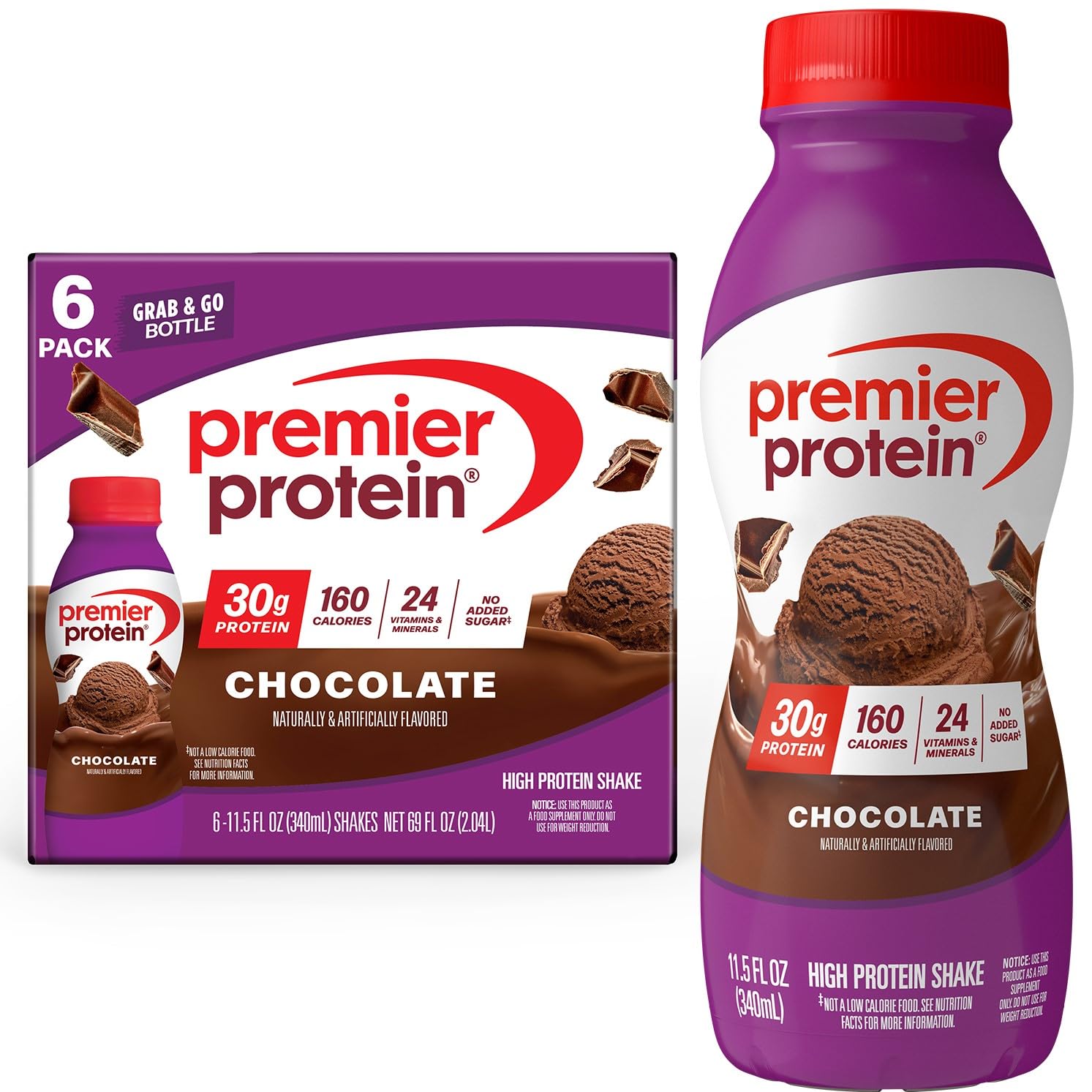 Premier Protein Chocolate shake bottle for on-the-go high-protein fueling