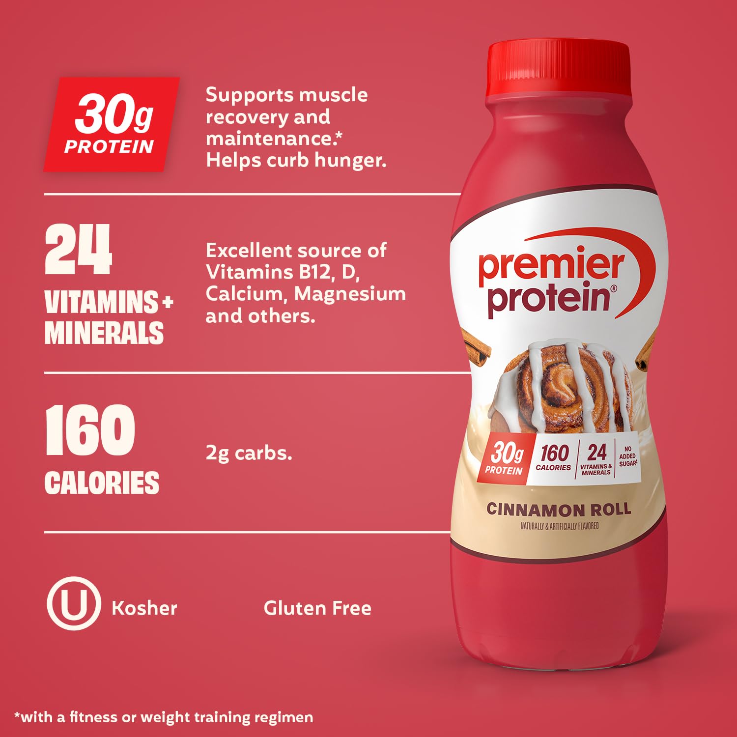 Premier Protein Shake Cinnamon Roll smoothie idea with fruits for a tasty meal replacement.