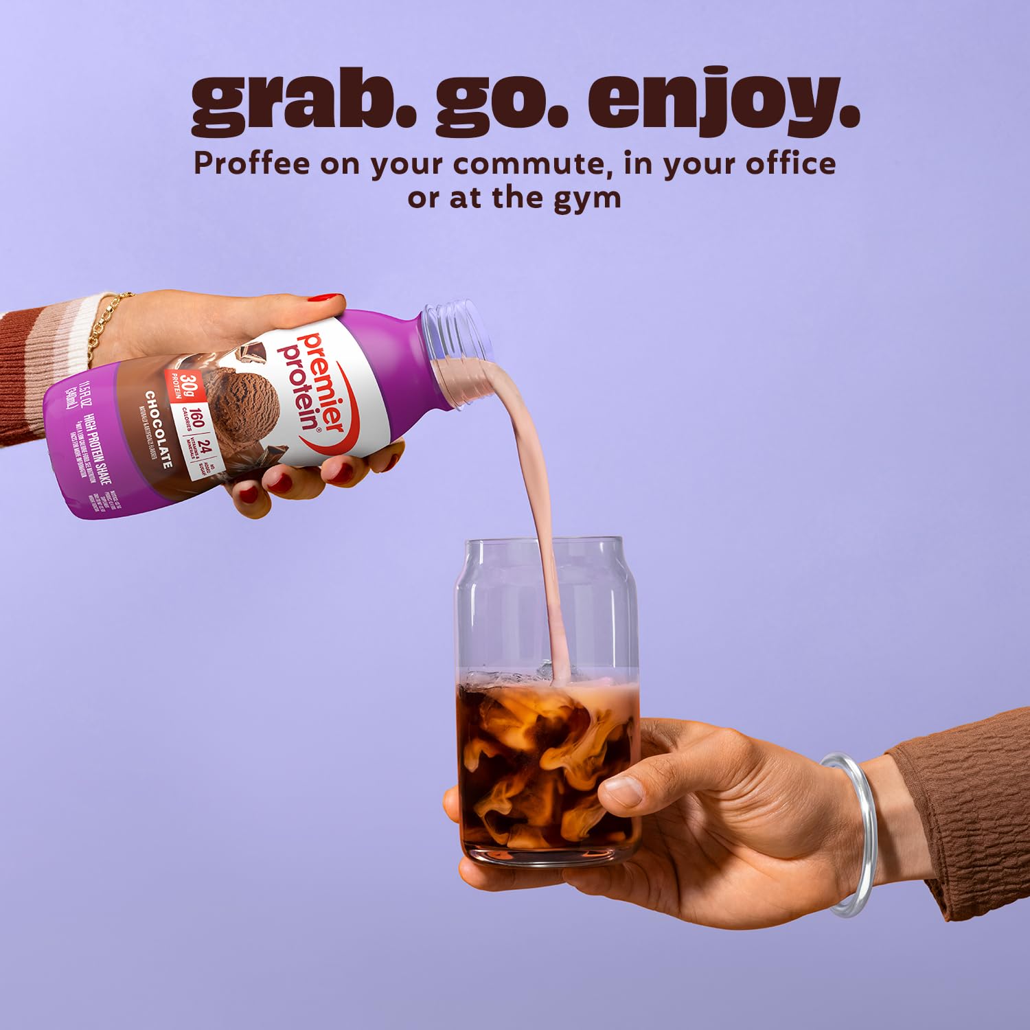 Premier Protein Cookies & Cream bottle delivers satisfying, protein-rich snack