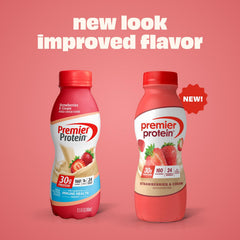 Premier Protein Strawberries & Cream pour reveals a smooth, ready-to-drink shake.