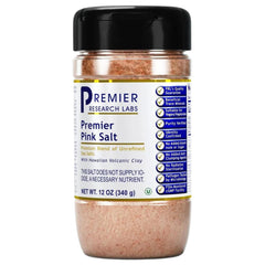 Premier Research Labs Pink Salt bottle shows unrefined Hawaiian blend for everyday cooking