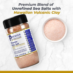 Pink salt on meat suggesting richer flavor when grilled