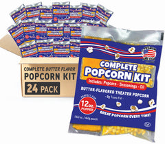 Premium America popcorn kit 24 packs for quick, delicious movie-night popcorn.