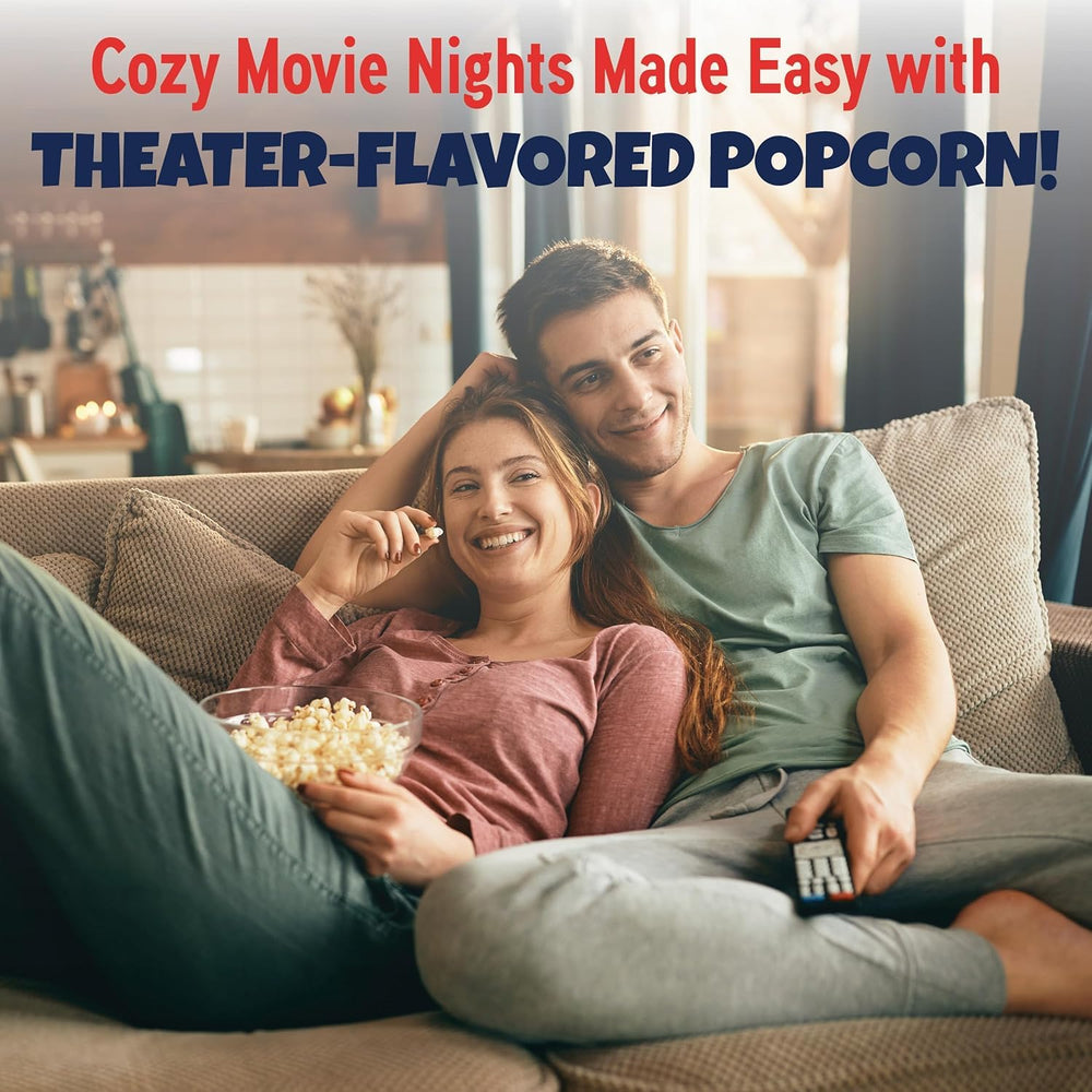 Premium America popcorn popping on stove with aroma filling the room.