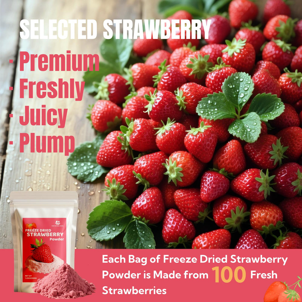 Beverage tinted pink by Premium Freeze Dried Strawberry Powder for natural color.