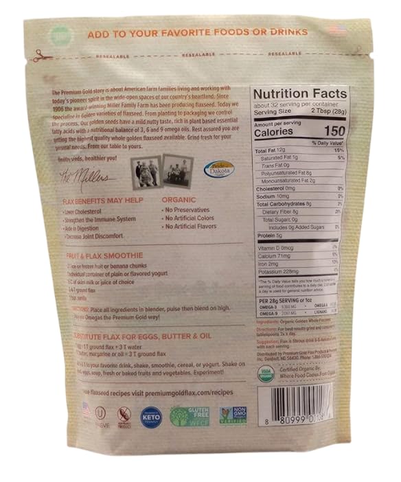 Premium Gold flax seed ground in a mill for baking and smoothies.