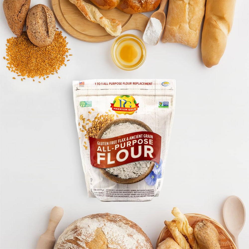 Premium Gold gluten free flour in a cozy kitchen setting