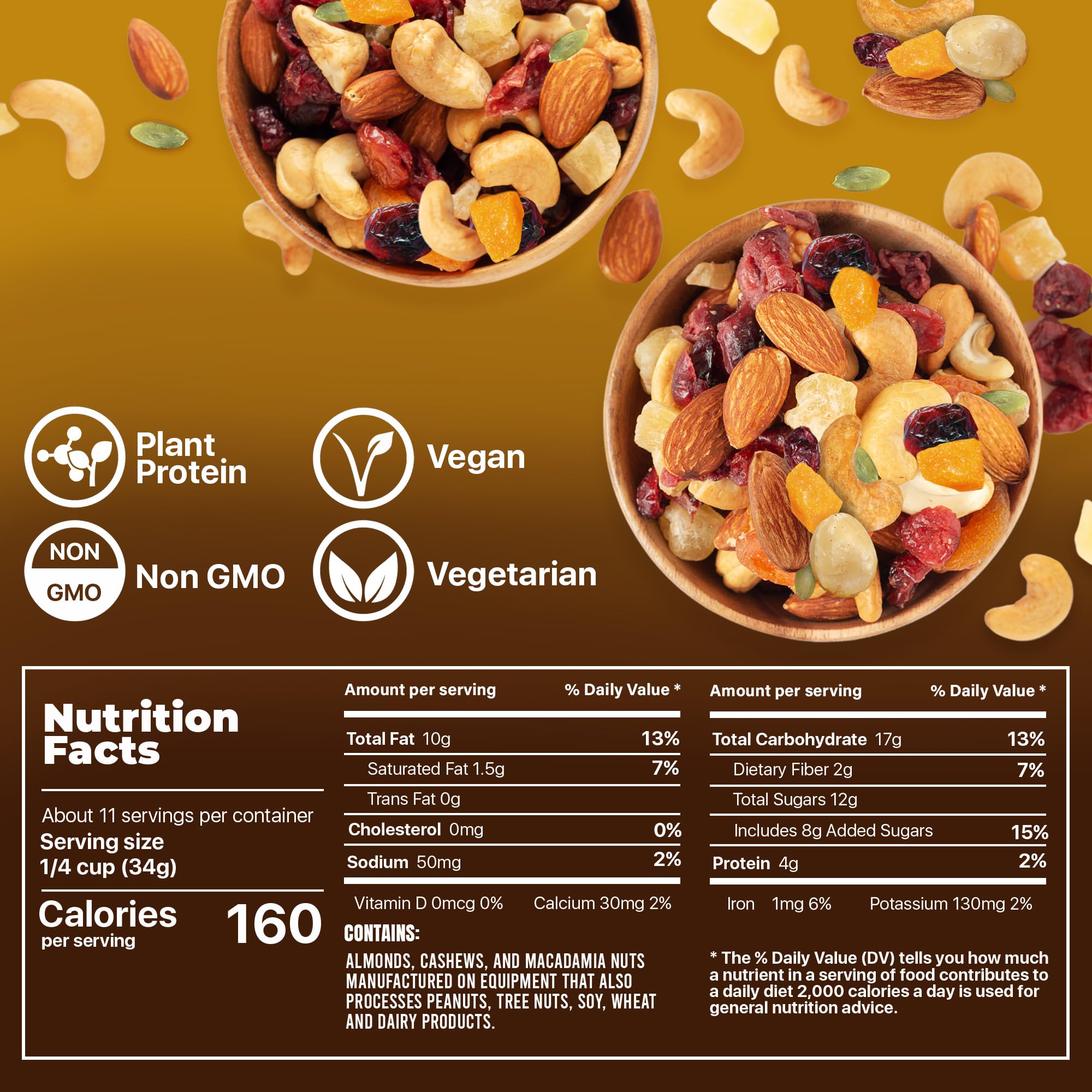 Premium Orchard Deluxe Mango Macadamia Nut Blend served in a bowl for sharing.