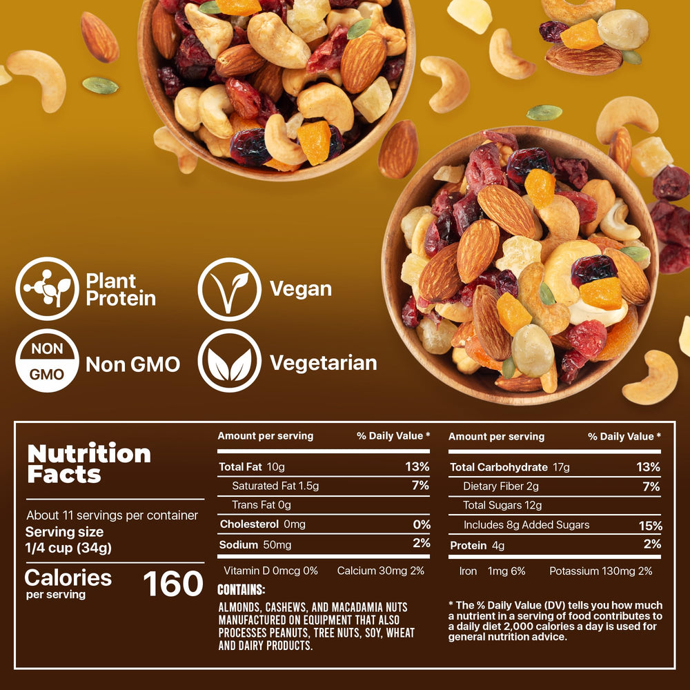 Premium Orchard Deluxe Mango Macadamia Nut Blend served in a bowl for sharing.