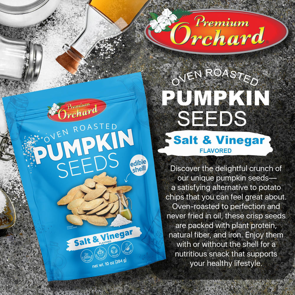 Premium Orchard pumpkin seeds dill flavor packaging showcasing versatile toppings options.