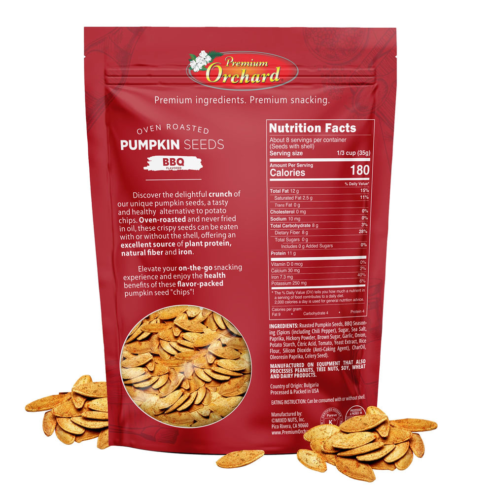 Premium Orchard dill pumpkin seeds close-up showing savory flavor.