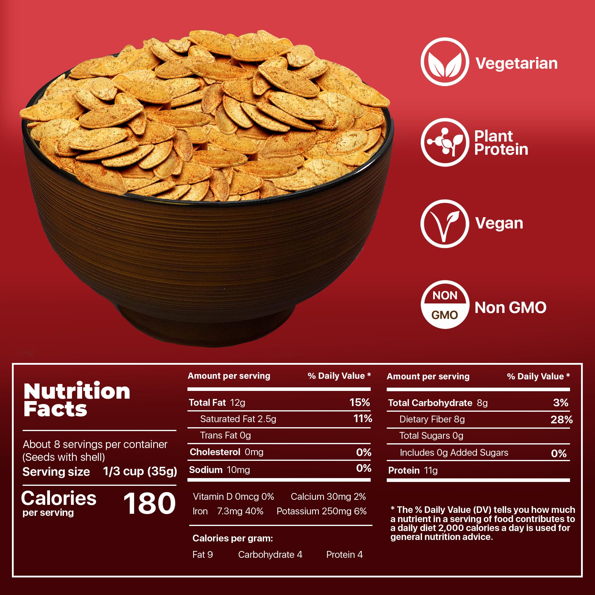 Premium Orchard high-protein pumpkin seeds snack for active lifestyles.