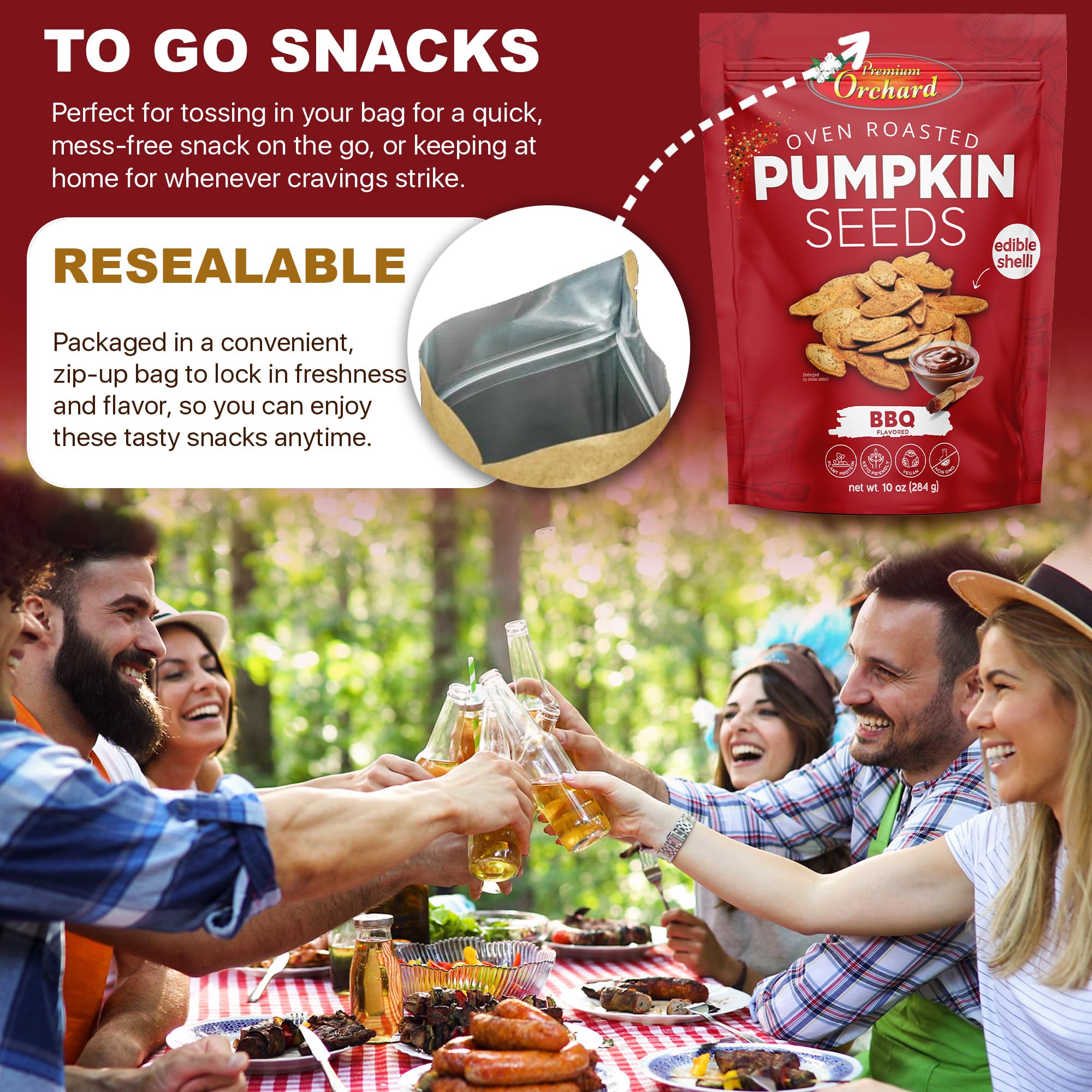Premium Orchard keto-friendly pumpkin seeds snack for low-carb meals.