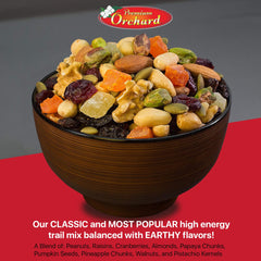 Premium Orchard resealable-trail-mix-bag keeps freshness after opening.