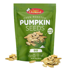 Premium Orchard Pmpkn Dill seeds packaging highlights freshness and easy storage.