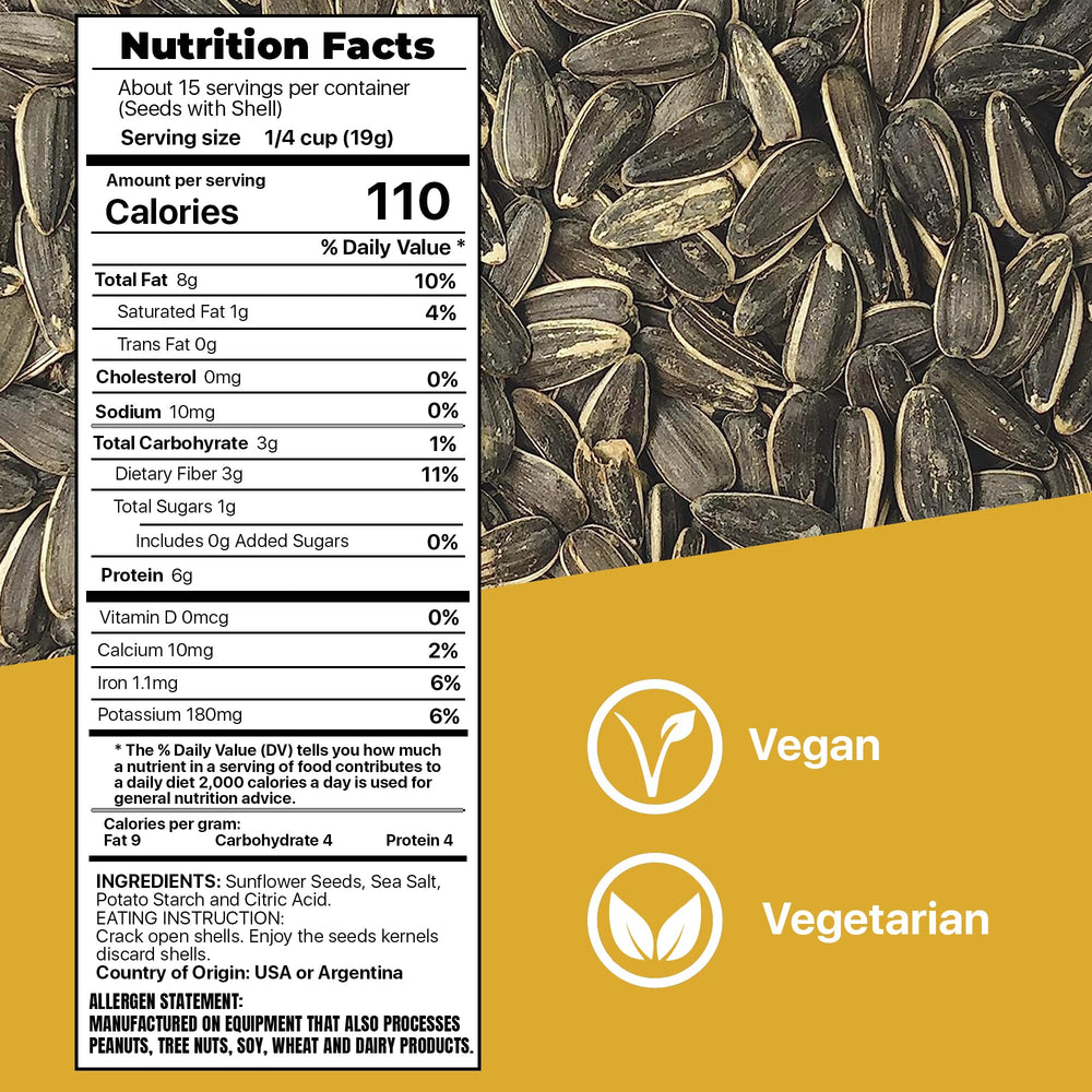 Premium Orchard sunflower seeds in-shell close-up for crunchy texture