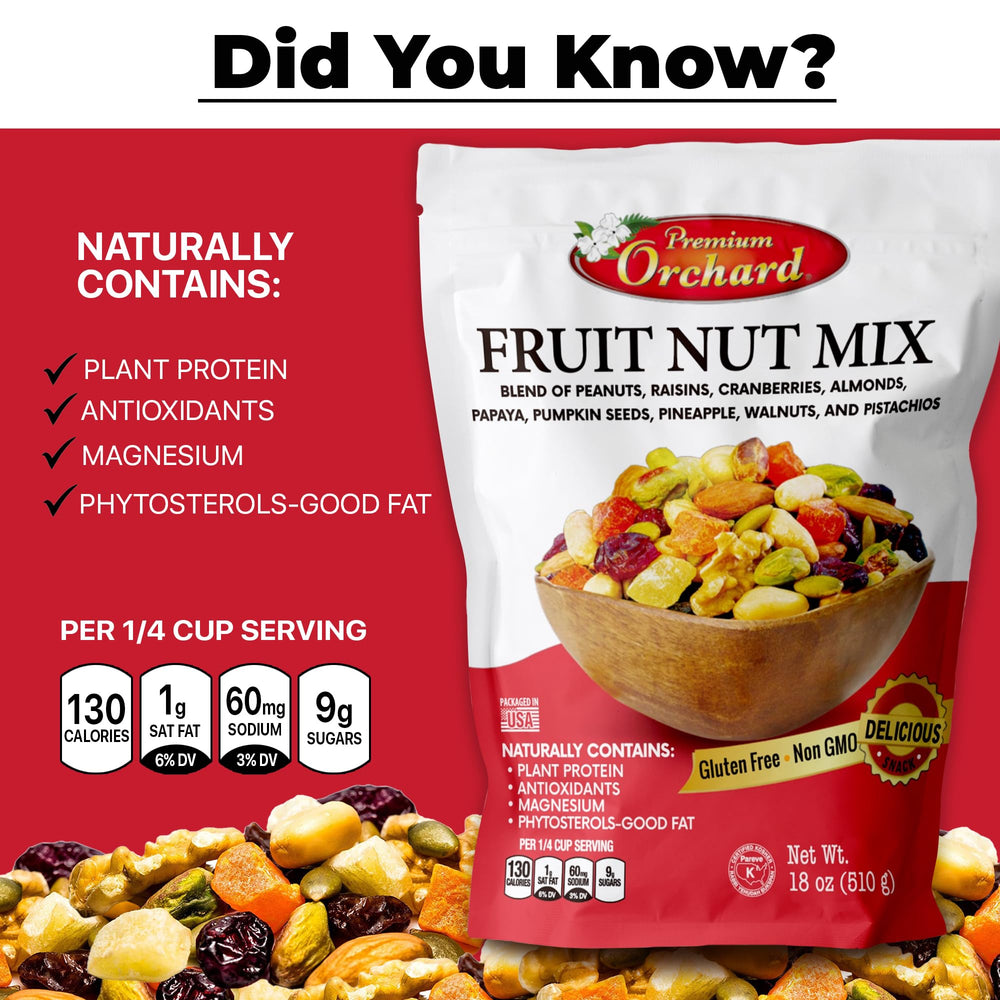 Premium Orchard trail-mix-bowl is an on-the-go snack ready to enjoy.