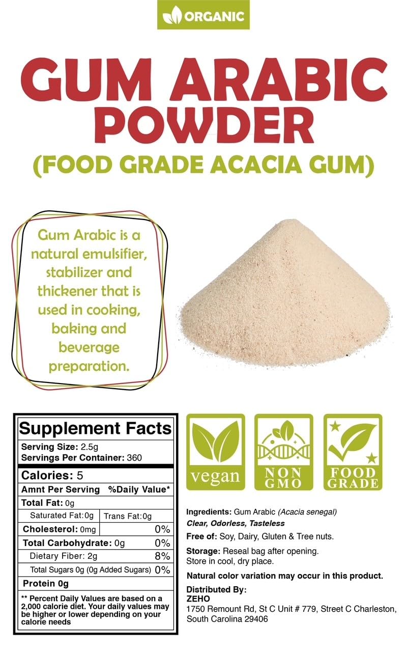 Premium Organic Gum Arabic Powder bag demonstrates resealability and easy storage for crafts.
