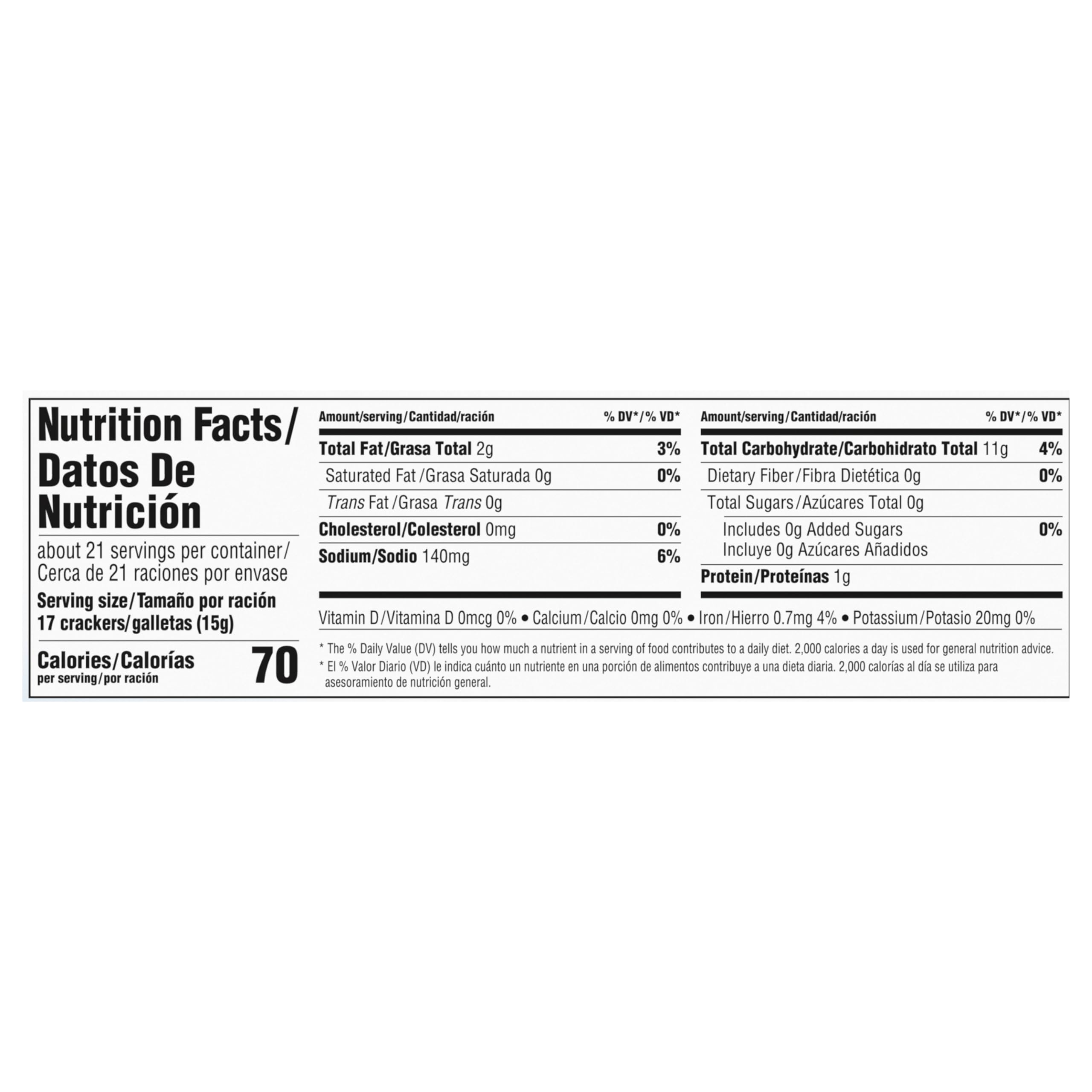 Premium Original Mini Saltine Crackers back-of-box close-up showing classic texture