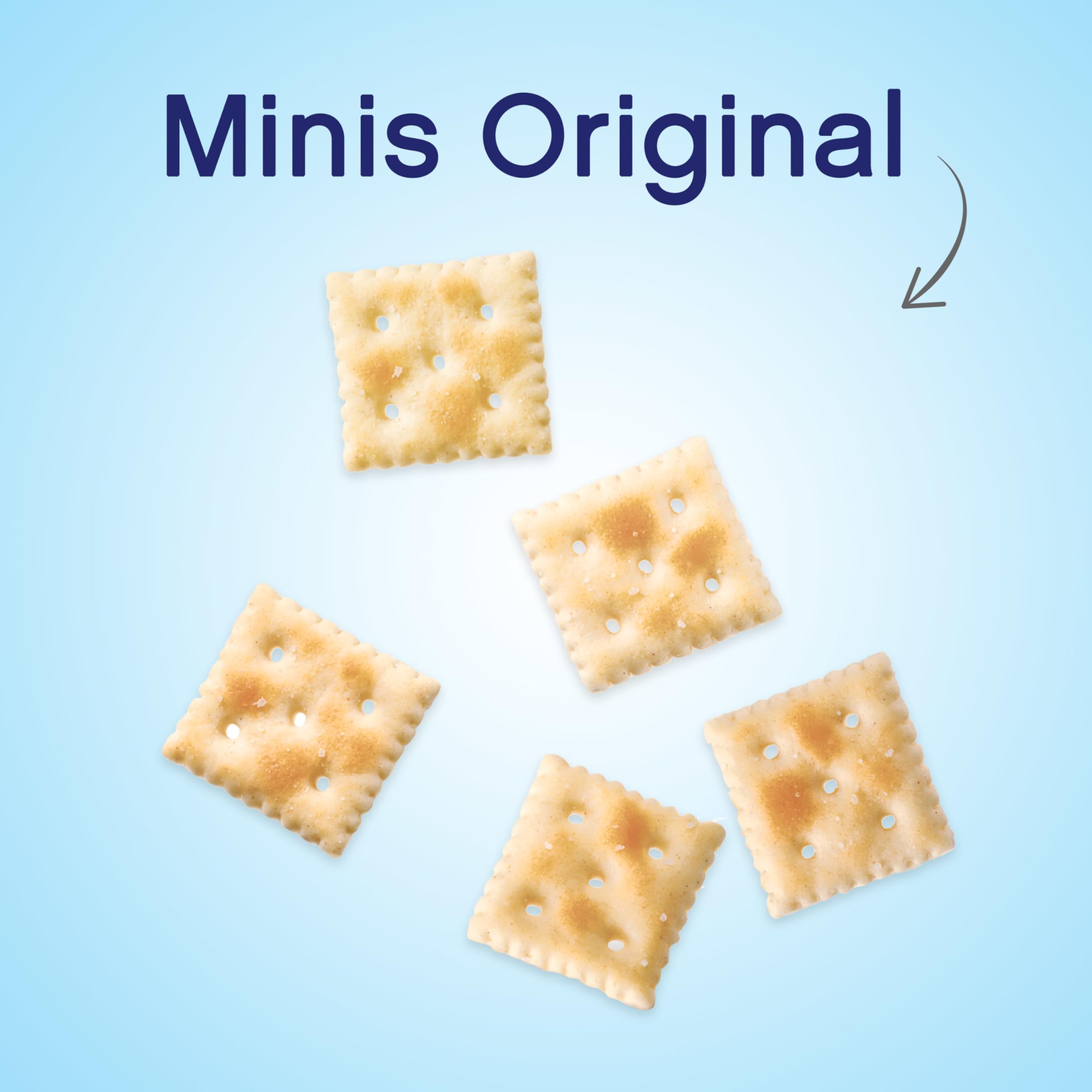 Premium Original Mini Saltine Crackers with sea salt topping close-up