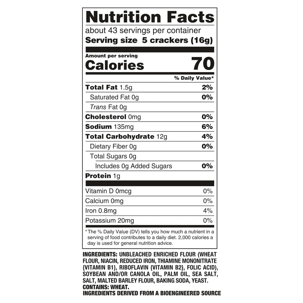 Close-up of Premium Saltine Crackers showing light, crispy texture