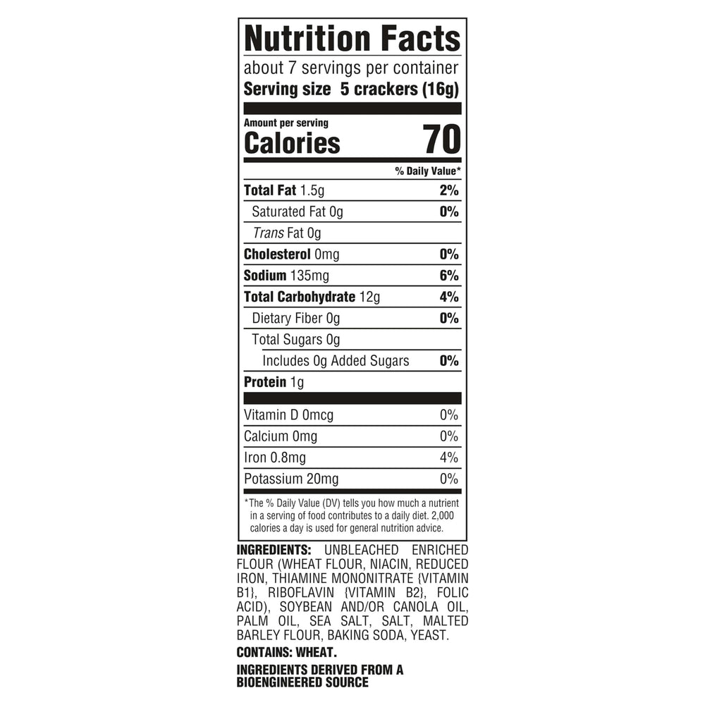 Premium Original Saltine Crackers close-up highlighting sea salt crystals and crisp texture.