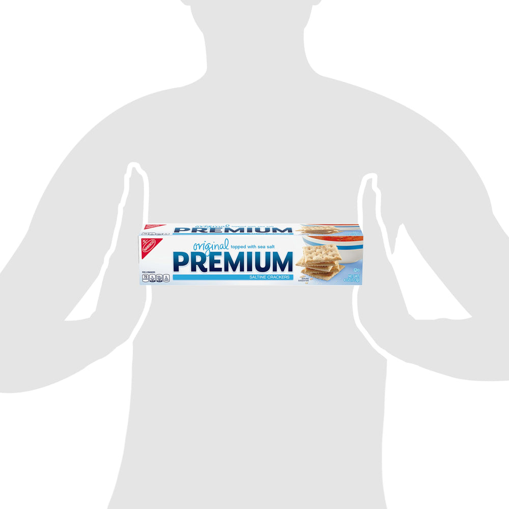 Premium Original Saltine Crackers on plate suitable for quick snacks.