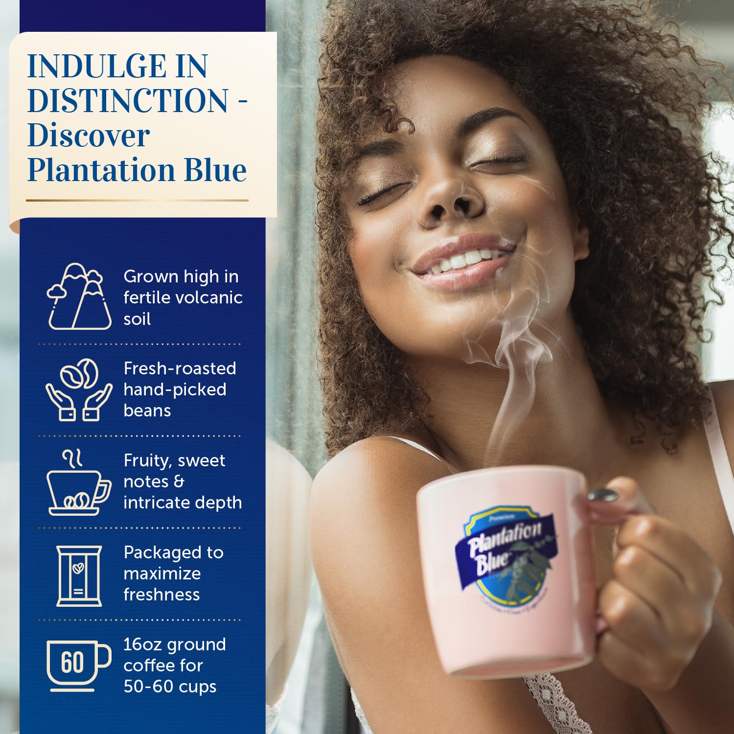 Ground Plantation Blue Tradition coffee for quick, flavorful brews.