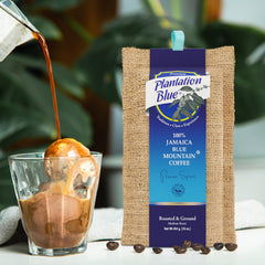 Bag with one-way valve maintains freshness for Jamaica Blue Mountain.