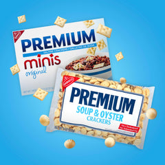 Two bags of Premium Soup & Oyster Crackers ready for family meals.