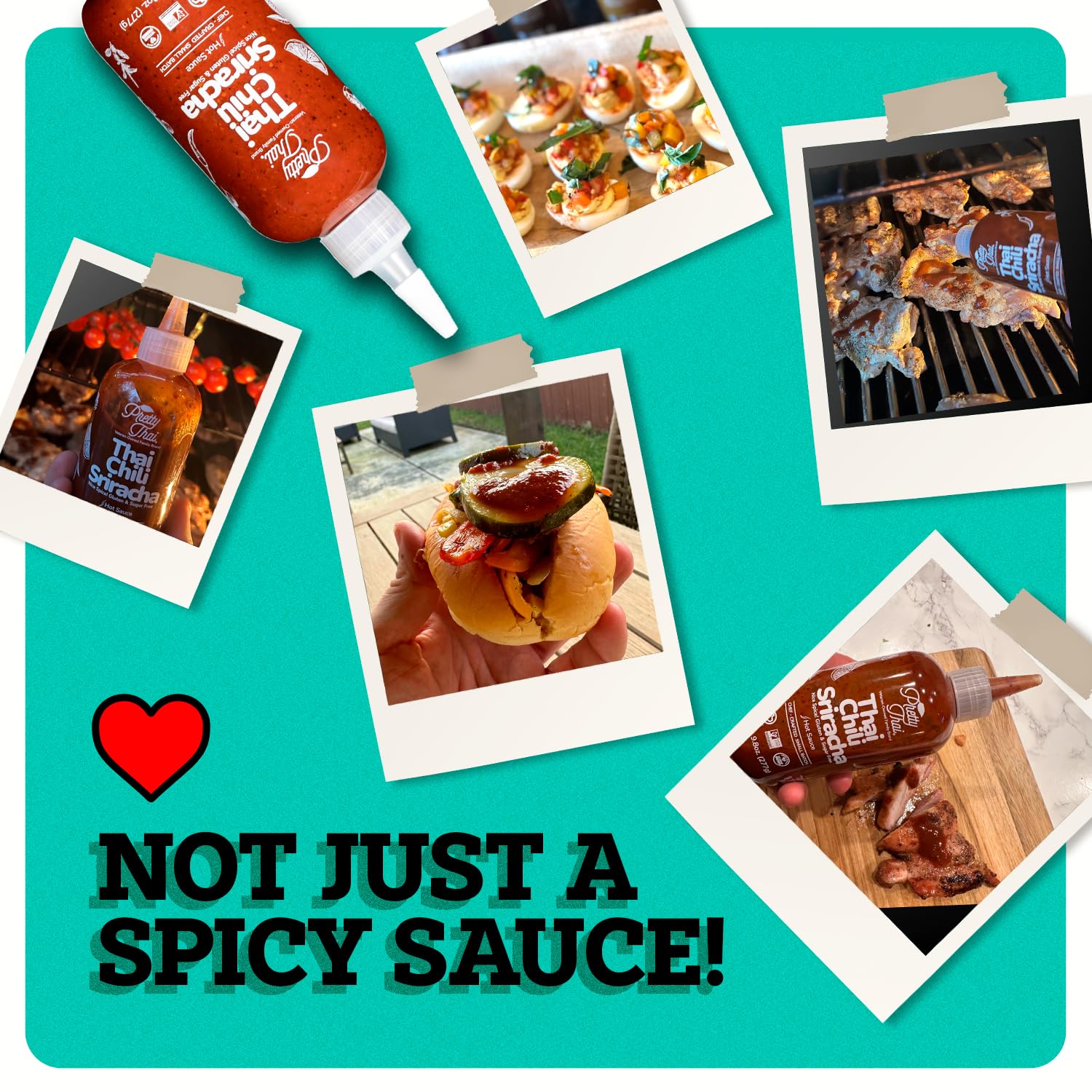 Pretty Thai Chili Sriracha ingredients closeup emphasizes natural non-GMO components.