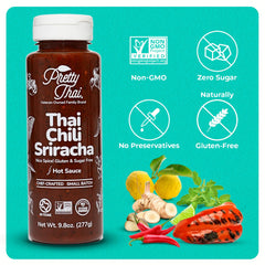 Pretty Thai Chili Sriracha on noodles boosts stir fry flavor.