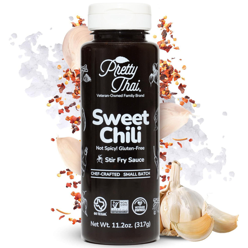 Pretty Thai Sweet Chili Sauce bottle pour for quick stir-fries.