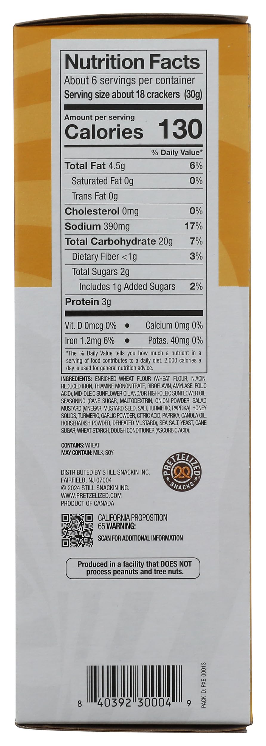 Close-up of Pretzl Honey Mustard cracker reveals crisp texture for satisfying bites.
