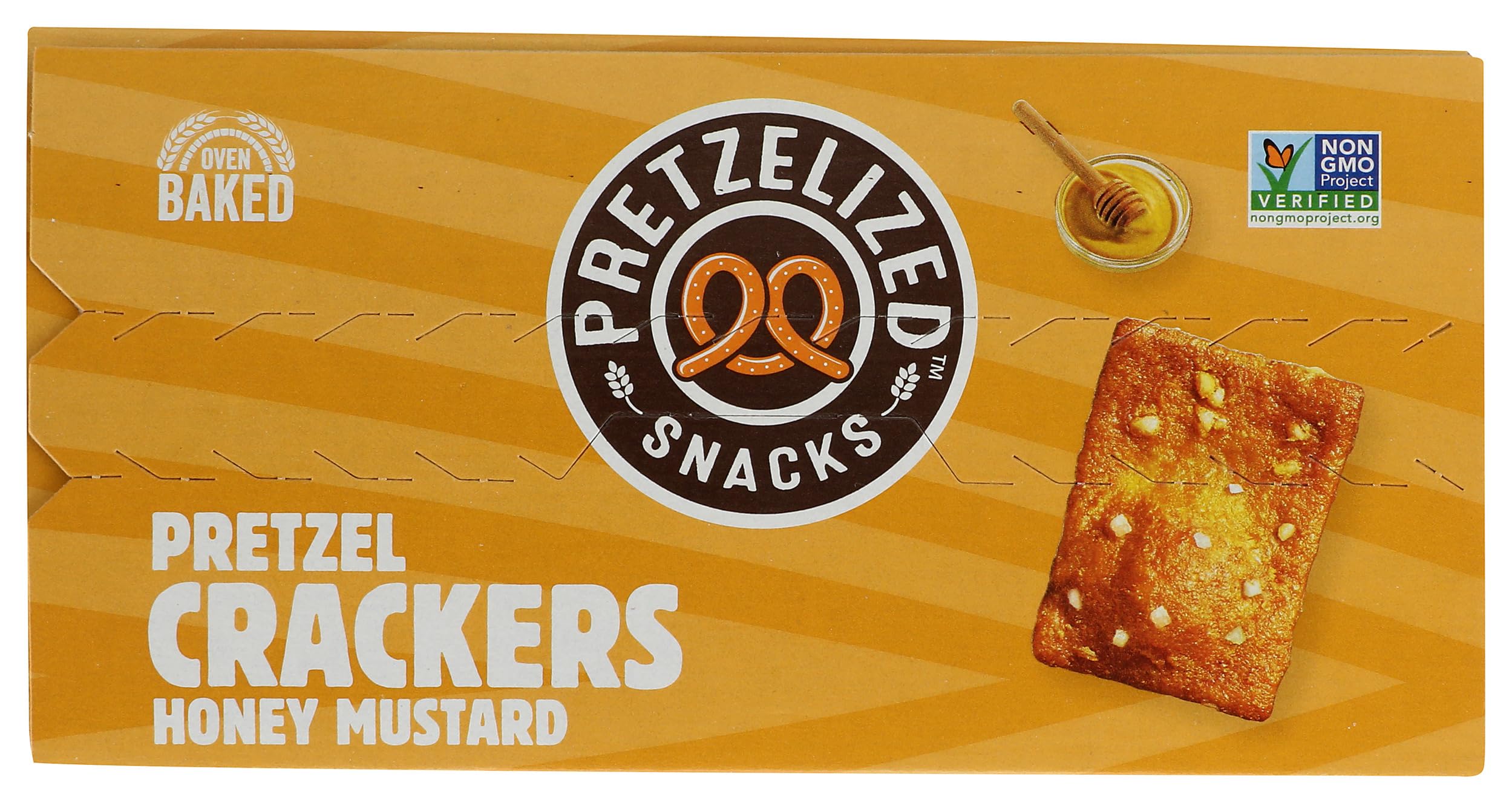 Ingredients shot highlights quality components in Pretzl Honey Mustard crackers.