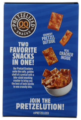 Close-up of Pretzelized Snacks Crackers Pretzel Sea Salt reveals toasted texture ideal for snacking.