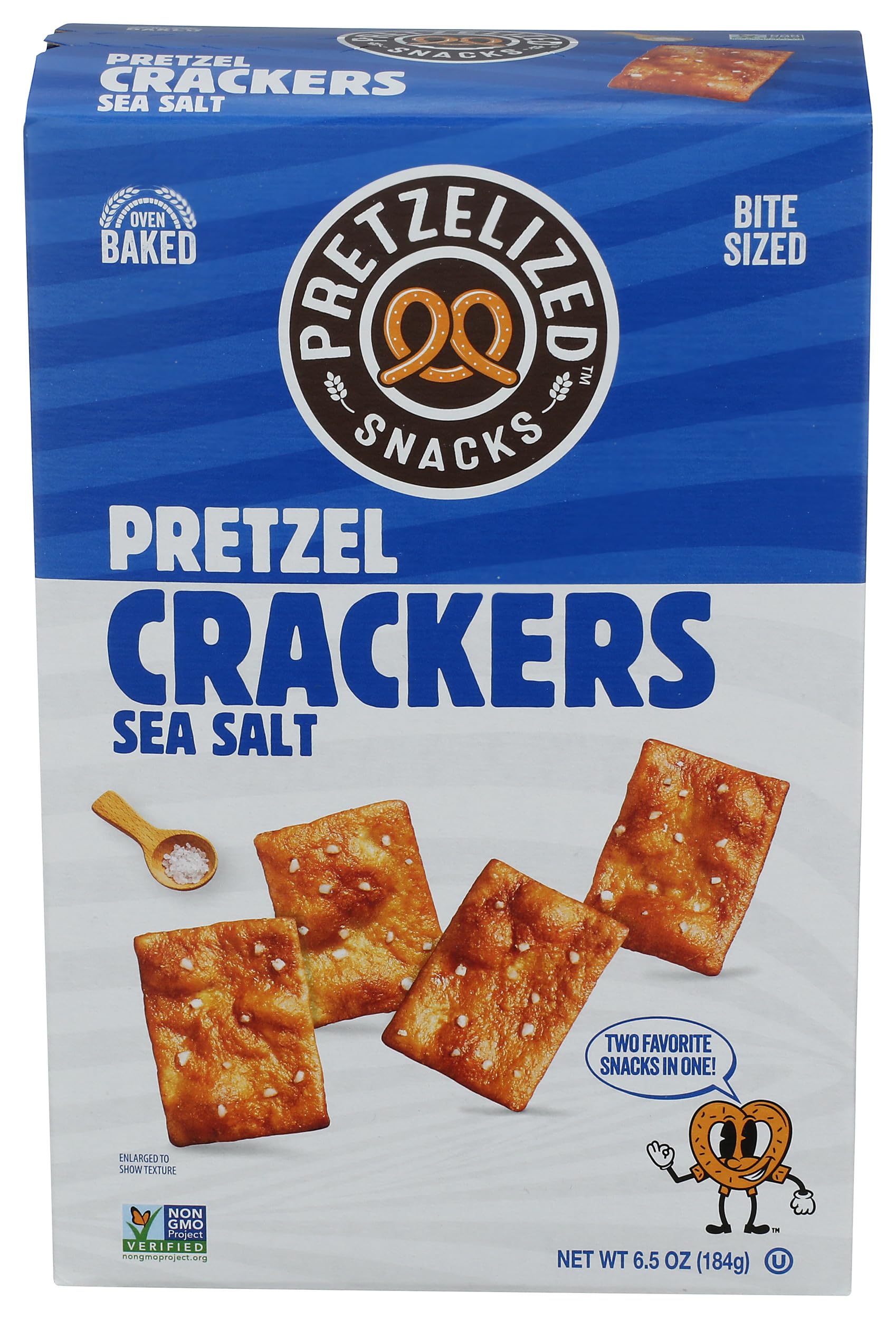 Pretzelized Snacks Crackers Pretzel Sea Salt packaging highlights premium pantry staple.