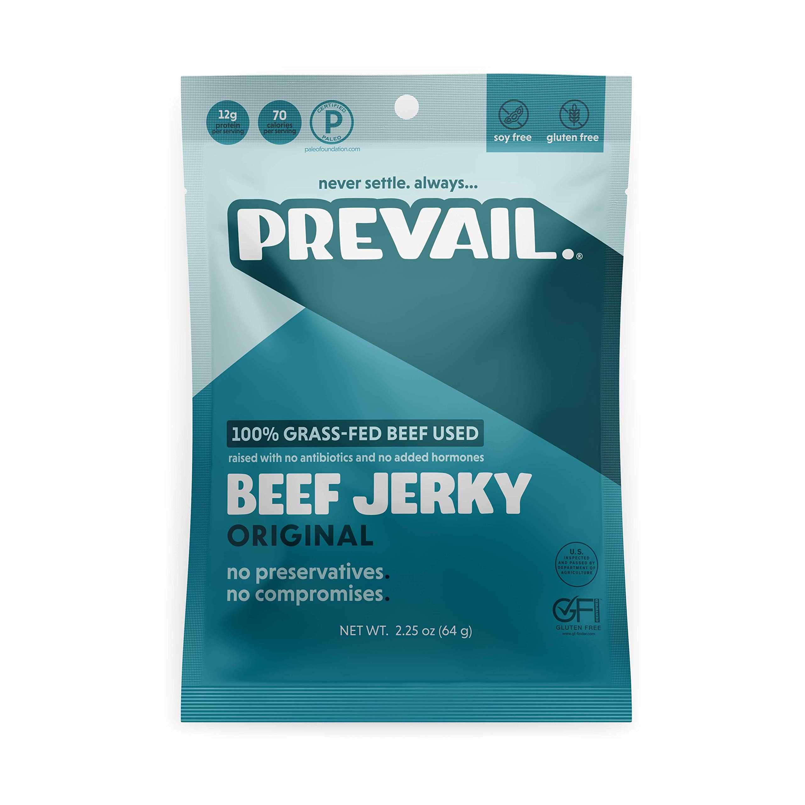 Prevail Jerky pack-foil-seal focuses on freshness and secure packaging.